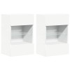 Comode de perete cu lumini LED pentru TV, 2 buc., alb, 40x30x60,5 cm
