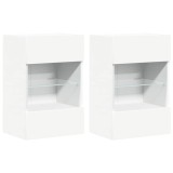 Cumpara ieftin Comode de perete cu lumini LED pentru TV, 2 buc., alb, 40x30x60,5 cm