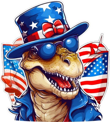 Sticker decorativ, Dinozaur, Albastru, Rosu, 66 cm, 1348STK-5 foto