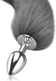 Dop Anal cu Coada Fox Tail, Small, Gri/Alb, Guilty Toys, Backdoor Pleasure