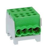Clema de distributie derivatie 1 pol pe sina DIN omega 4 intrari ( 1x35+3x25mm2) verde pentru impamantare, Pollmann