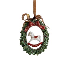 Decoratiune de Craciun, Flippy, pentru Brad, Model Ghirlanda cu Calut, 8.5 x 6.5 cm, din Rasina, Multicolor