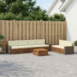 Cumpara ieftin Set de canapele de exterior 7 buc. 6-Locuri Natural si Crem