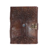 Agenda Jurnal din piele naturala cu inchidere metalica - Copacul vietii si evil eye