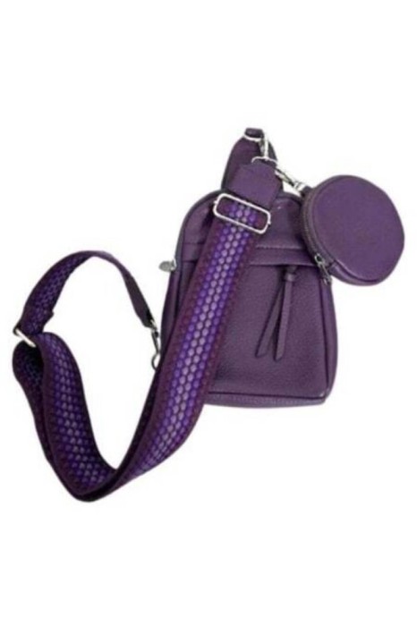 Geantă de umăr violet &icirc;nchis cu portofel detașabil