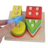 Blocuri din lemn forme Geometrice 4 coloane Multicolor, ProCart