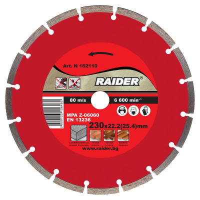 Disc diamantat segmentat Raider, 230 x 22.2 mm foto