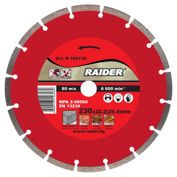 Disc diamantat segmentat Raider, 230 x 22.2 mm