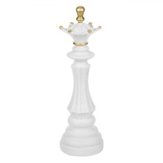 Piesă Decorativă șah Model Regina, Alb cu Detalii Aurii, 36cm, Polirasina