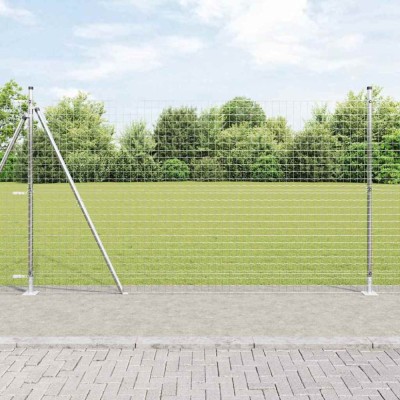 St&amp;acirc;lpi de gard 13 pcs Argintiu &amp;Oslash;32mm 160 cm Oțel galvanizat foto