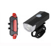 Set lumini bicicleta LED, 300lm, IP65, Reincarcabile USB, Negru/Rosu, Oem