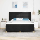 Cumpara ieftin Pat cu arcuri cu saltea Negru 180 x 200 cm tesatura