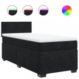 Cumpara ieftin Pat box spring cu saltea, negru, 90x200 cm, catifea