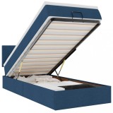 Cumpara ieftin Cadru de pat otoman cu saltea tesatura albastra 80x200cm