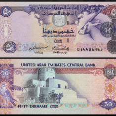 EMIRATELE ARABE UNITE █ bancnota █ 50 Dirhams █ 2004 █ P-29a █ UNC █ necirculata