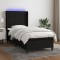 vidaXL Pat cu arcuri, saltea și LED, negru, 90x190 cm, textil 3138439