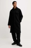 adidas Originals palton din l&acirc;nă P Ess Overcoat culoarea negru, JW0120