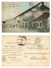 Satoraljaujhely(Ungaria) 1909 - Hotel, ilustrata circulata, anim foto