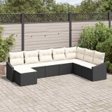 Cumpara ieftin Set de canapele pentru gradina 8 buc. Negru si Crem poliratan
