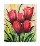 Cumpara ieftin Tablou cu lalele rosii pictat manual, 60x50cm pictura pe panza, Kenny Varniote