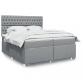 VidaXL Pat box spring cu saltea, gri deschis, 200x200 cm, textil 3292902