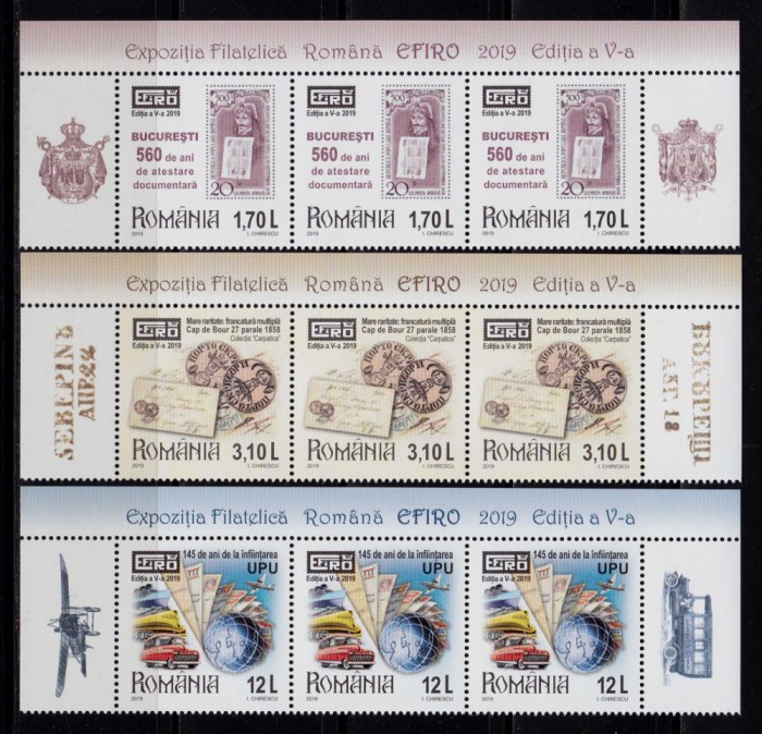 ✅RO 2019 LP 2254 &quot;EFIRO 2019&quot; - straif de 3 + tabs ,MNH