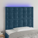 vidaXL Tăblie de pat cu LED Albastru &icirc;nchis 90x5x118/128 cm catifea 3122898