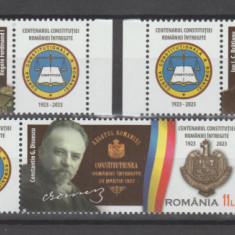 ROMANIA 2023 CENTENARUL CONSTITUTIEI ROMANIEI -Serie 3 timbre cu vinieta LP.2410