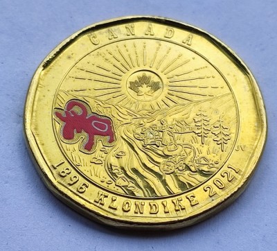 110. Moneda Canada 1 dollar 2021 (125th Anniversary of the Klondike Gold Rush. Color) foto