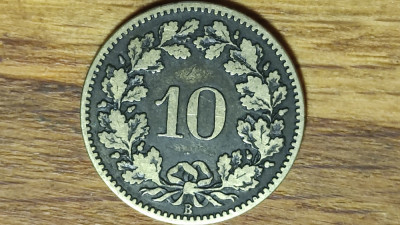 Elvetia - moneda de colectie rara - 10 rappen 1873 argint - foarte valoroasa ! foto