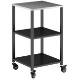 Outsunny Cărucior pentru grătar 3-etaje masă pentru grătar cu suprafață din oțel inoxidabil, roți, cărucior mobil de servire 50 x 50 x 90 cm Negru | A