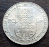 (A674) MONEDA DIN ARGINT PORTUGALIA - 20 ESCUDOS 1953, REFORMA FINANCIARA, Europa