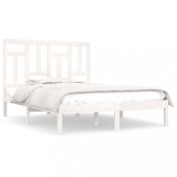 Cumpara ieftin Cadru de pat mic dublu, alb, 120x190 cm, lemn masiv