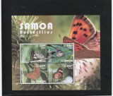 Samoa 2015-Fauna,Insecte,Fluturi,bloc 4 valori,dantelate,MNH,Mi.Bl.99, Nestampilat