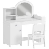 AIYAPLAY Set Măsuță de Toaletă pentru Copii cu Oglindă, Scaun și Lumini LED