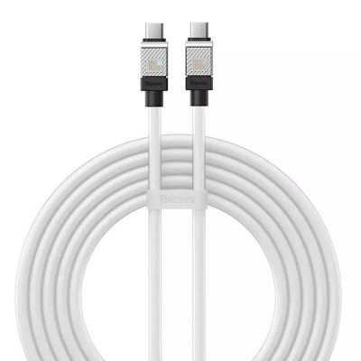 Cablu de date tip-c la tip-c incarcare super rapida pd100w, 2m, baseus coolplay, white foto