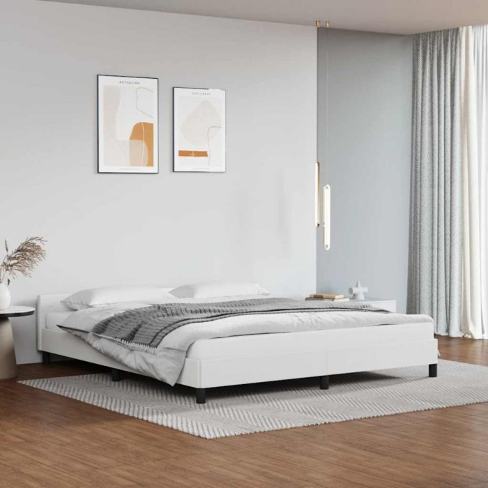 vidaXL Cadru de pat cu tăblie fără saltea, alb, 160x200 cm 347508