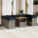 Gossi set mobilier de gradina cu perne, 10 piese, gri, poliratan