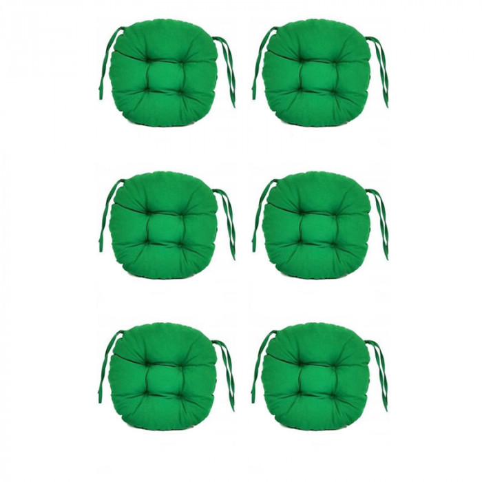 Set Perne decorative rotunde, pentru scaun de bucatarie sau terasa, diametrul 35cm, culoare verde inchis, 6 buc/set