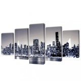 Tablouri panza imprimate monocrome, panorama New York 100 x 50 cm, vidaXL