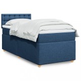Cumpara ieftin Pat box spring cu saltea, albastru, 80x200 cm, textil