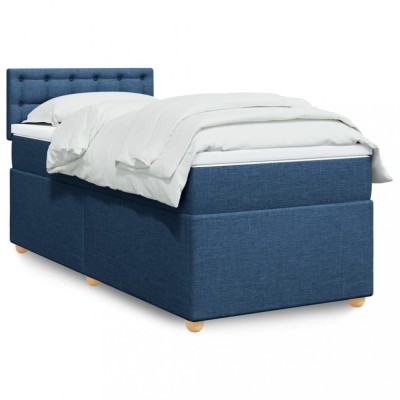 Pat box spring cu saltea, albastru, 80x200 cm, textil foto