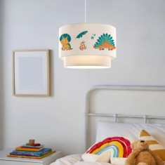 Lampa suspendata Lurgan 1 x E27 max 20W 70 cm alb motiv dinozaur [lux.pro] HausGarden Leisure foto