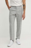 BOSS pantaloni de lana culoarea albastru marin, drept, 50521945