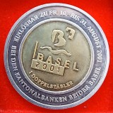 (M1548) MONEDA ELVETIA, MONEDA LOCALA BASEL - 1 DOPPLERSTABLER 2001, ECHIVALENT 10 FRANCI, ANIVERSARE 500 ANI ORASUL BASEL IN CONFEDERATIE