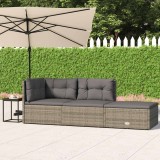 Cumpara ieftin Set mobilier de grădină cu perne, 3 piese, gri, poliratan