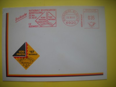 HOPCT PLIC S NR 907 EXPO FILATELICA NATIONALA SINDDELFINGEN 1987 GERMANIA -NECIRCULAT foto