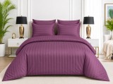 Cumpara ieftin Lenjerie de Pat Damasc Satinat Mov Pruna, 6 Piese, Cearsaf cu Elastic 180x200 cm