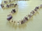 Colier boho din pietre semiprețioase naturale &ndash; Ametist și Cuarț roz, 31 cm
