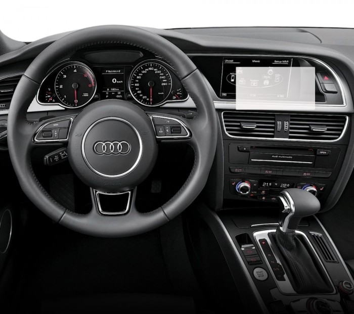 Folie Protectie Navigatie Audi A5 Sportback 2011-2016, Duragon, protectie Display Navigatie, silicon Transparent, Anti-zgarieturi, kit instalare